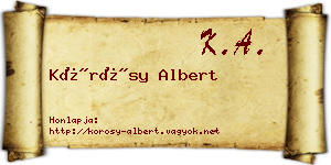 Kőrösy Albert névjegykártya